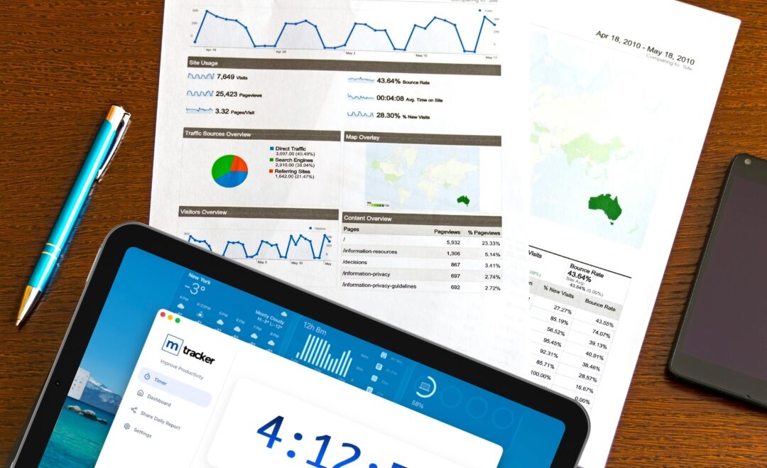 analytics image with m-tracker on a table